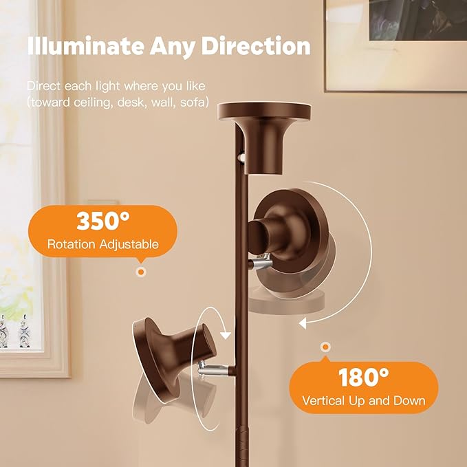 SIBRILLE 36W LED Tree Floor Lamp, Modern Dimmable Standing Lamp with Remote & Touch Control, 4 Color Temperatures, 3 Rotatable LED Light Floor Lamps for Living Room, Bedroom, Office