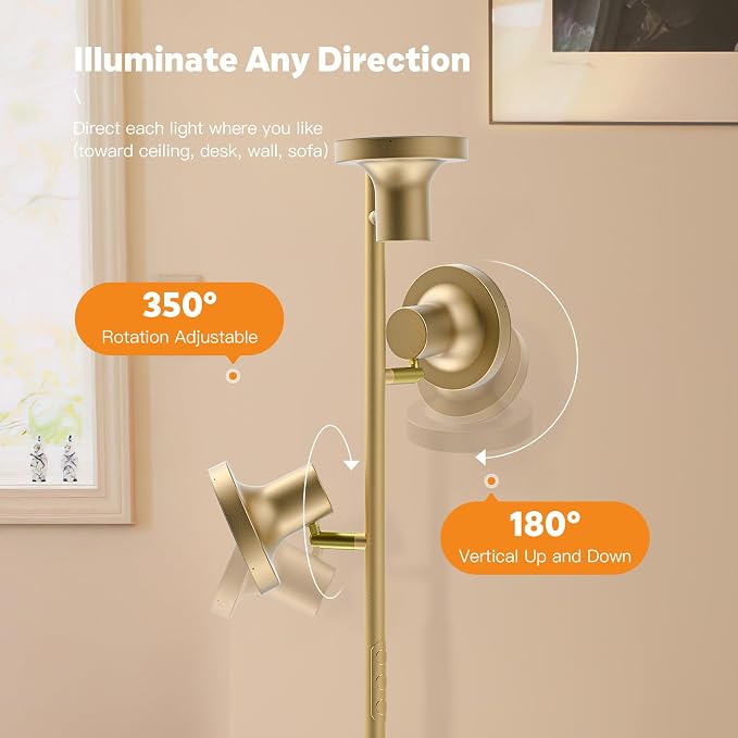 SIBRILLE 36W LED Tree Floor Lamp, Modern Dimmable Standing Lamp with Remote & Touch Control, 4 Color Temperatures, 3 Rotatable LED Light Floor Lamps for Living Room, Bedroom, Office