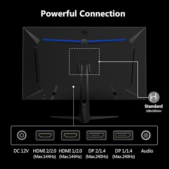 Z-Edge 27 Inch 240Hz Gaming Monitor, 2K QHD 1440P, Fast IPS Computer Monitor, 1ms MPRT, 120% sRGB, 400nits, UG27QS 2X DP 1.4 Ports and 2X 2.0 HDMI Ports