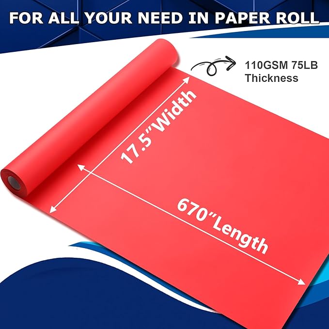 Vanhench 17.5"×963" Red Wrapping Paper Roll for Women Christmas, Solid Color Art Kraft Craft Paper for Wedding, Birthday, Mothers Day Gifts, Bouquet Flower Poster Bulletin Board