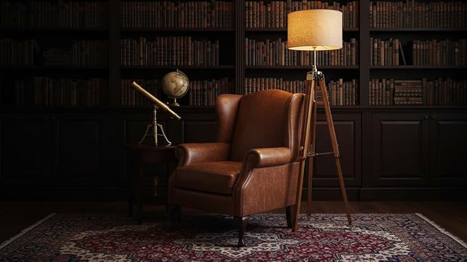 THOR INSTRUMENTS Vintage Classic Teak Wood Tripod Floor Lamp Nautical Floor Home Decor lamp (Lamp Shade is not Included) Rustic Vintage Home Decor Gifts