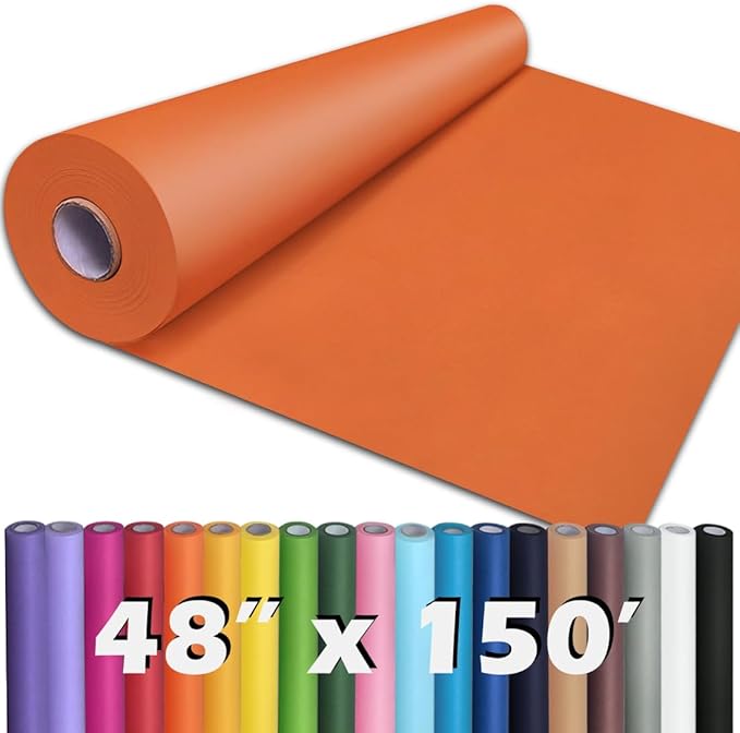 PerkHomy OrangeRed Kraft Paper Roll 48" x 1,800" (150') for Gift Wrapping Bouquet Flower Art Painting Craft Writing Packaging Shipping 80GSM 55LB (OrangeRed, 48" x 150')