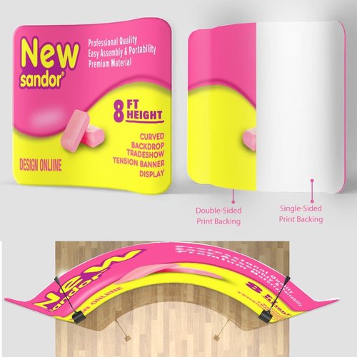 Custom Curved Tension Fabric Display Backdrop - 10x8 FT Portable Trade Show Banner for Events