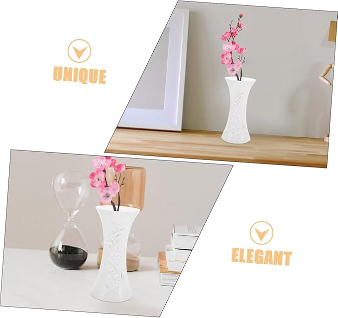 Angoily 3pcs Minimalist Plastic Flower Vases White Nordic Style Compact Lightweight Decorative Floral Arrangement Holders for Home Office Table Centerpiece Hydroponic Display