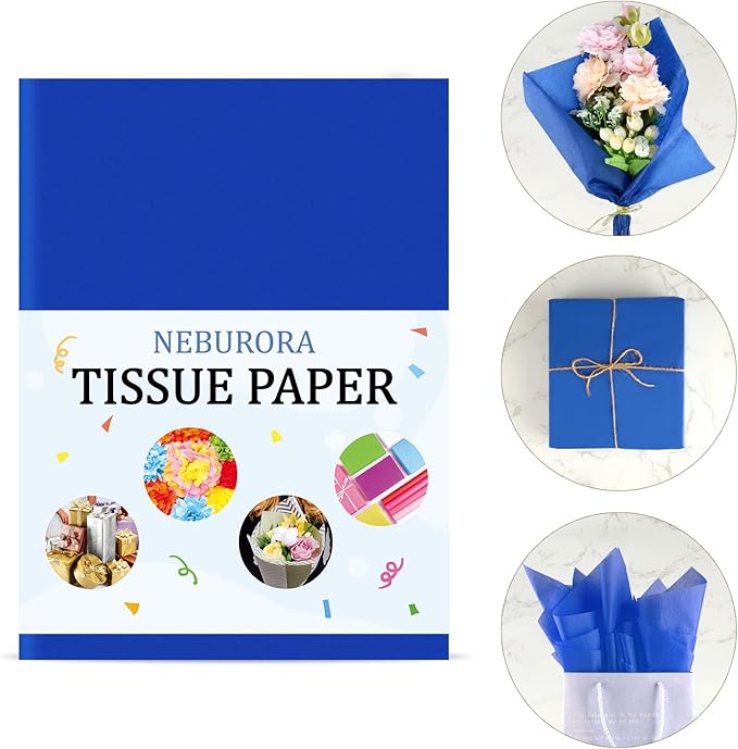 NEBURORA 120 Sheets Blue Tissue Paper - 14 x 20 Inches Navy Blue Wrapping Tissue for Gift Bags, Packaging, Floral Filler, Crafts, Birthday, Baby Shower, Wedding Decor