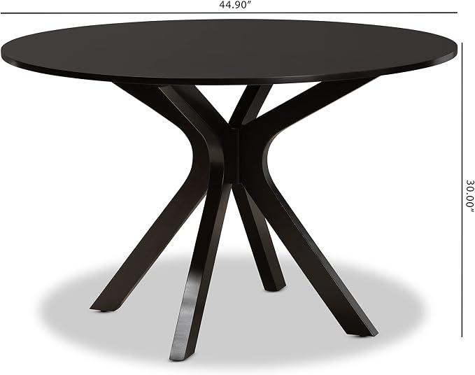 Baxton Studio Kenji Modern and Contemporary Dark Brown Finished 48-Inch-Wide Round Wood Dining Table