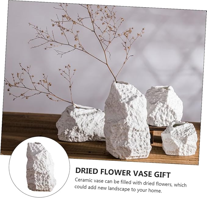 TOYANDONA Imitation Stone Ceramic Vase Artistic Home Decor Ornament for Tabletop Minimalist Flower Vase for Dried Flowers and Unique Housewarming