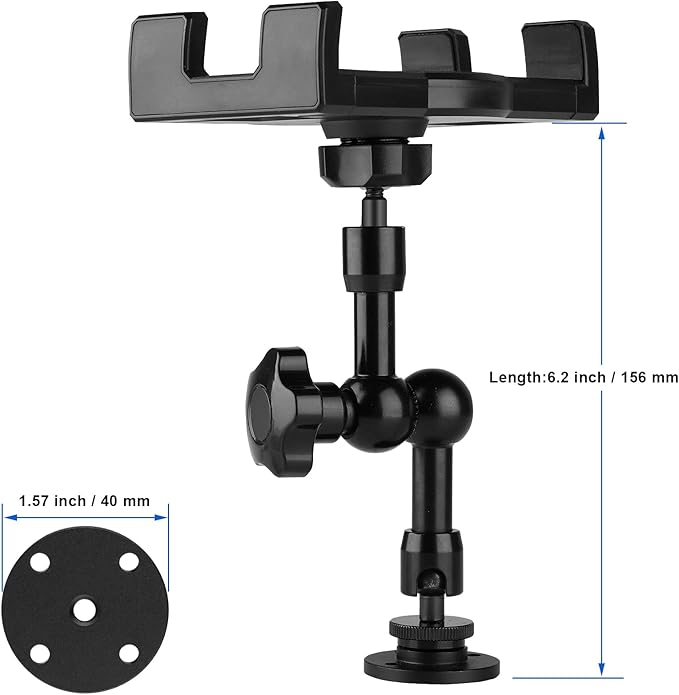 Mippko Heavy Duty Drill Base Tablet Holder, iPad Mount for Truck/Car/Boat/Wall/Desk/Vehicle Dashboard,360° Adjustable Aluminum Alloy Arm Mount Compatible with 7~12.9" iPad/Nexus/Fire HD/e-Book/Switch