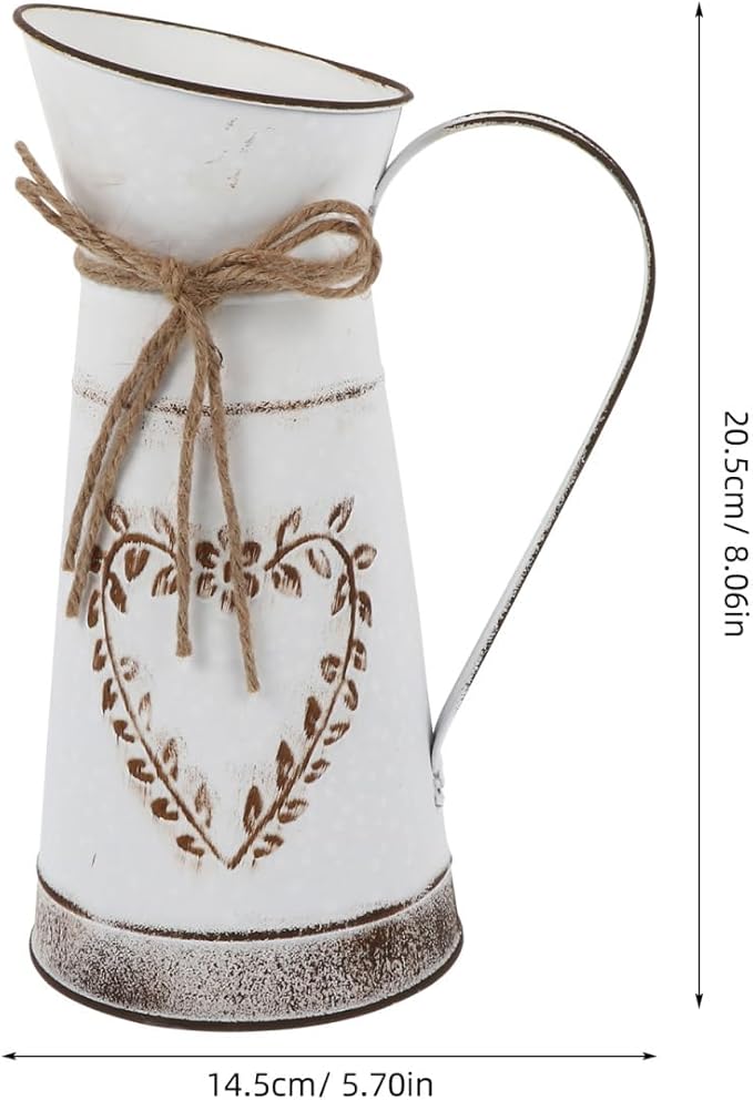 BESTonZON Vintage Iron Flower Vase Pot Handle Rustic Home Decor Centerpiece for Weddings Parties and for Bouquets Floral Arrangements and Table Decoration