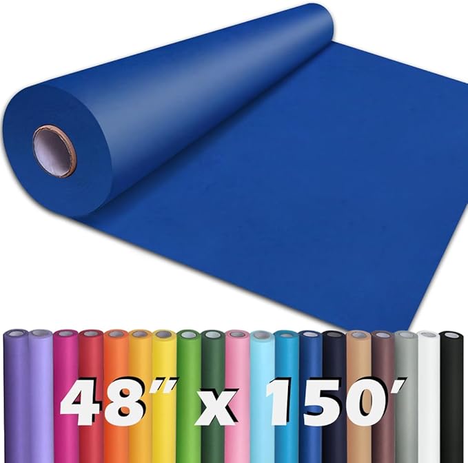 PerkHomy Blue Kraft Paper Roll 48" x 1,800" (150') for Gift Wrapping Bouquet Flower Art Painting Craft Writing Packaging Shipping 80GSM 55LB (Blue, 48" x 150')