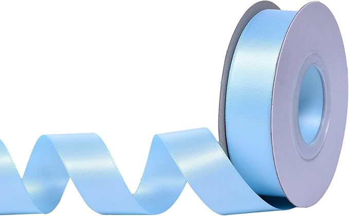 YAMA Light Blue Double Faced Satin Ribbon 7/8 Inch 25 Yards Baby Blue Ribbon for Gift Wrapping Crafts Hair Bows Wedding Party Decoration