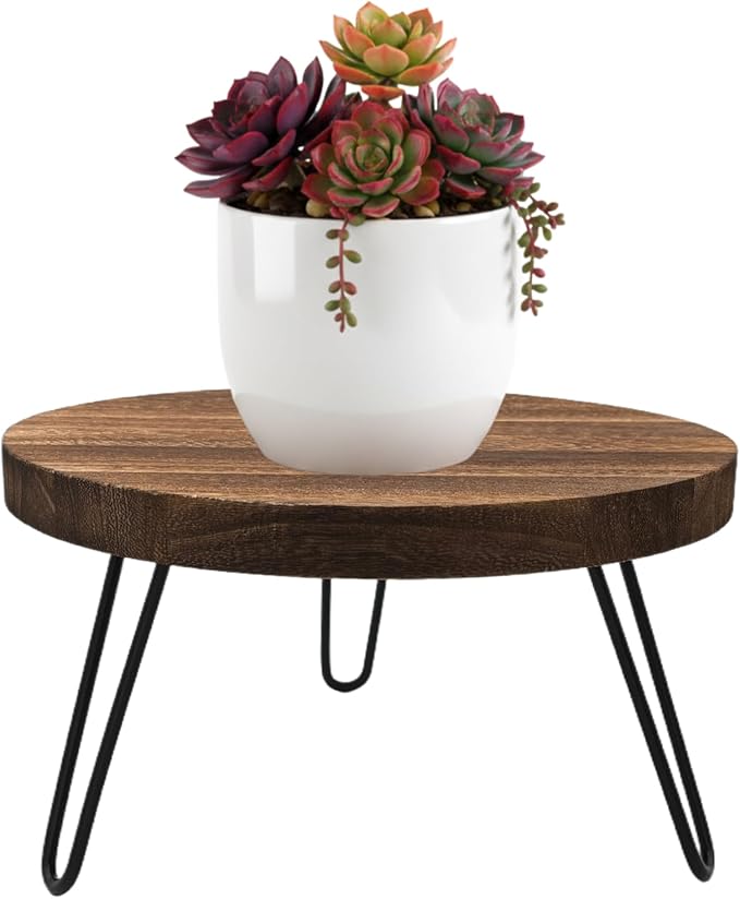 Wood Plant Stand Indoor Outdoor, 12'' Wooden Planter Stands Fit 5-15 Inch Pot, Plant Stool Flower Pot Stand Gardening Display Pedestals for Decor Living Room Balcony, Office, Patio