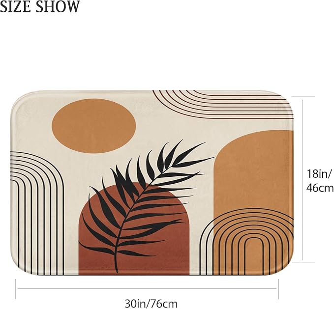 Britimes Boho Mid Century Bath Mat for Bathroom No Slip Geometric Abstract Washable Cover Floor Rug Carpets Floor Mat Bathroom Decorations 18x30 for Kitchen Bedroom