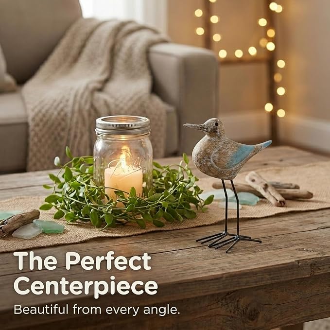 The Bridge Collection Shabby Chic Wooden Shorebird Figurine (Medium - 7" H)