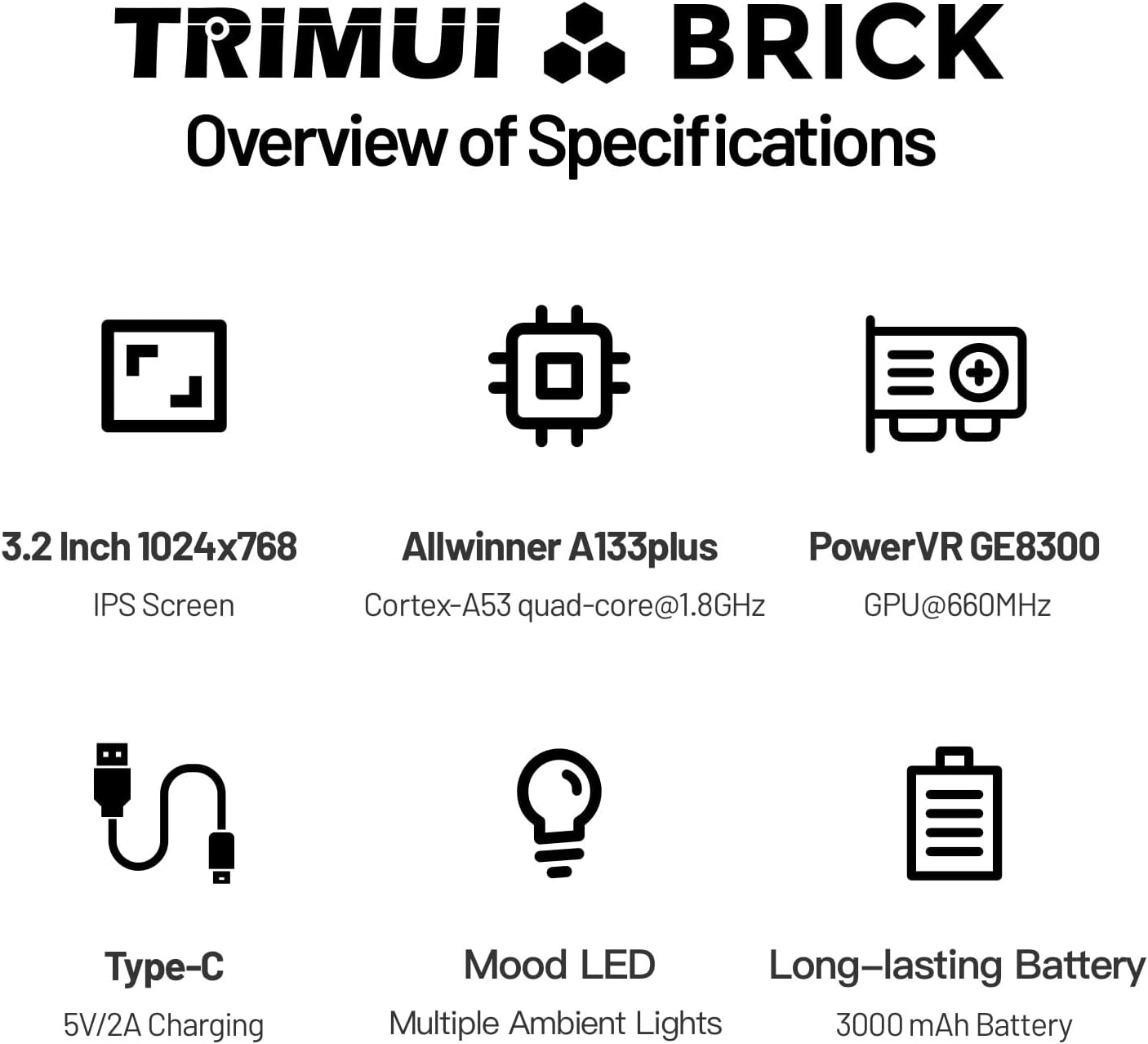 Trimui Retro Game Console - 3.2-Inch IPS Screen, 64G TF Card, 3000mAh Battery | Purple