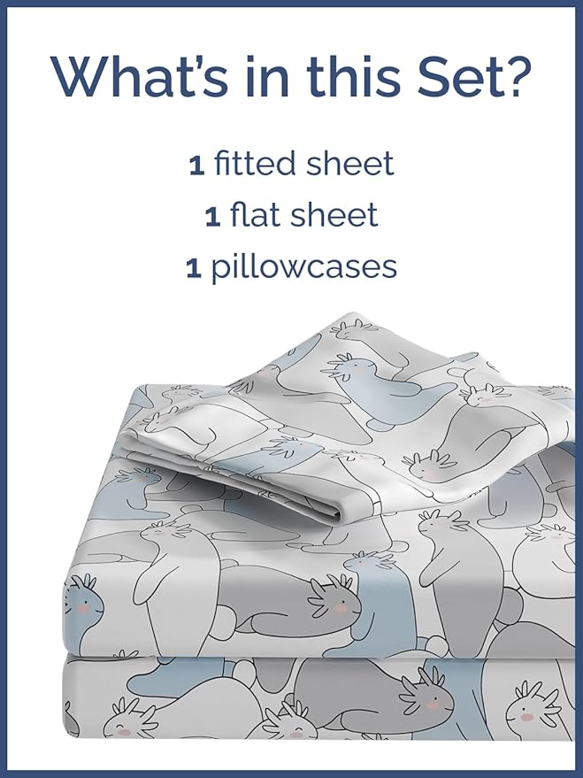 Kids Monsters Twin 3 Piece Sheet Set - Boys, Girls, Teens, Toddler - Easy Fit Deep Pockets - Breathable, Hotel Quality Bedding Sheets - Machine Washable - Wrinkle Free - Cute, Cozy, Soft - CGK Linens