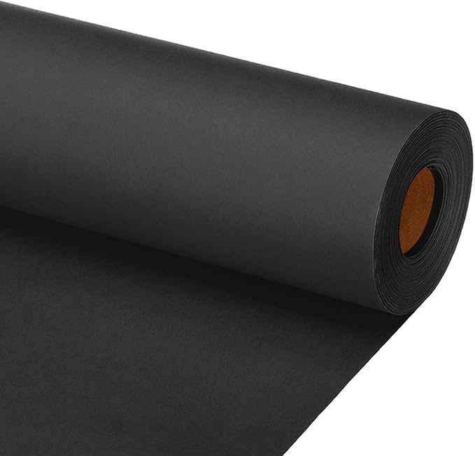 PATIKIL Wrapping Paper, 15"x1200"(100') Bulletin Board Paper Roll Kraft Paper Roll Construction 80GSM for Shipping Packing Gift Wrapping Craft Flower Bouquet Christmas, Black