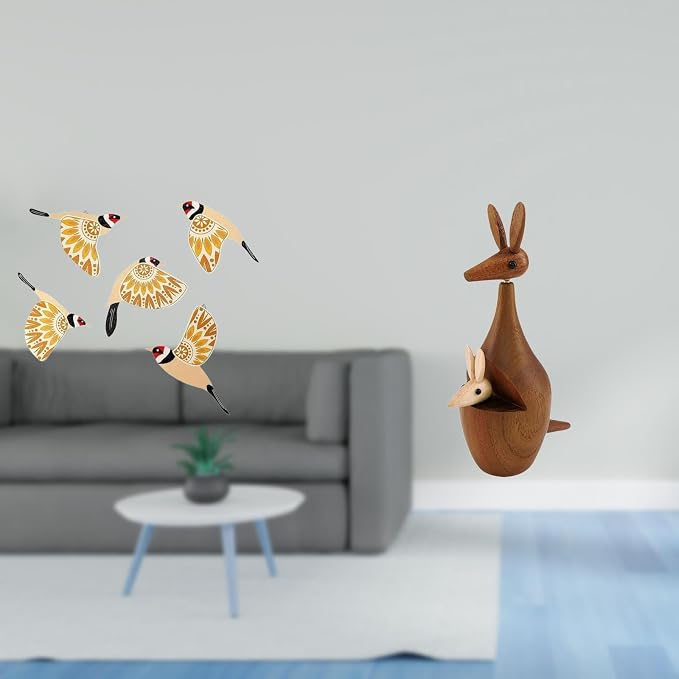 Fenteer Wooden Bird Wall Figurine Animal Statue Decorative Ornament Wooden Crafts Made from Wood Suitable for Home Decoration Gift Giving Par