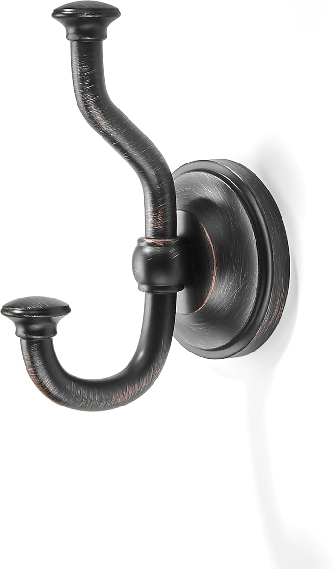 khtumeware 1 Pack 4-1/2 inch Zinc Alloy Oil Rubbed Bronze Large Coat Hooks Suitable for Tile, Wood Board, Glass Walls, Bathroom, Entrance Hall, Kitchen, Multi-Functional Venetian Robe Hooks