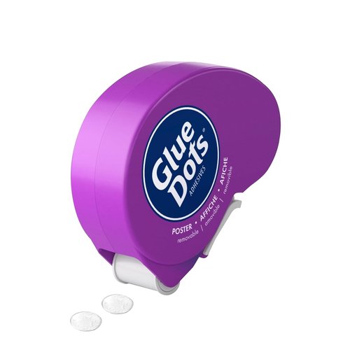 Glue Dots .375" Poster Dot Dispenser - 200 Clear Adhesive Dots for Easy Mounting