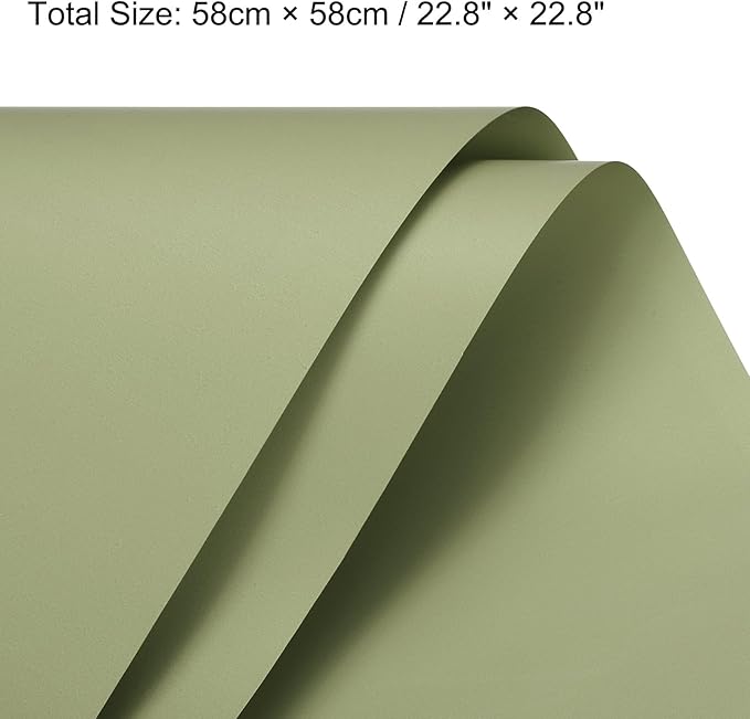MECCANIXITY Set of 20 Flower Wrapping Paper 22.8x22.8 Inch Waterproof Florists Wrapping Paper for Florist Bouquet Supplies, DIY Crafts, Gift/Gift Box Packaging Green