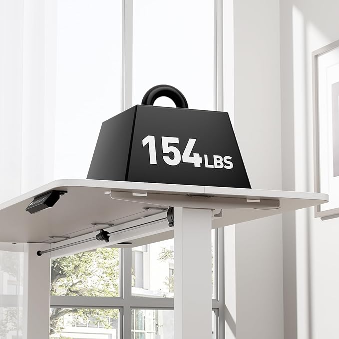 Standing Desk Home Office Desk, 48 x 24 Inches, Electric Height Adjustable Ergonomic Rising Computer Table, 4 * 2ft, White Desk