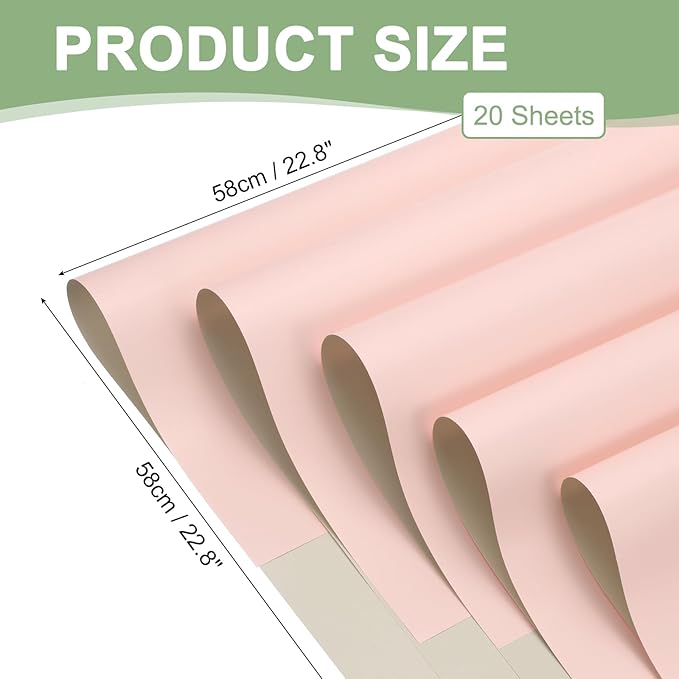 PATIKIL Flower Gift Wrapping Paper, 20 Sheets Double Sided Waterproof Bouquet Paper Wrap Florist Packaging Floral Papers for Wedding DIY Craft Valentine Mother's Day, Light Pink