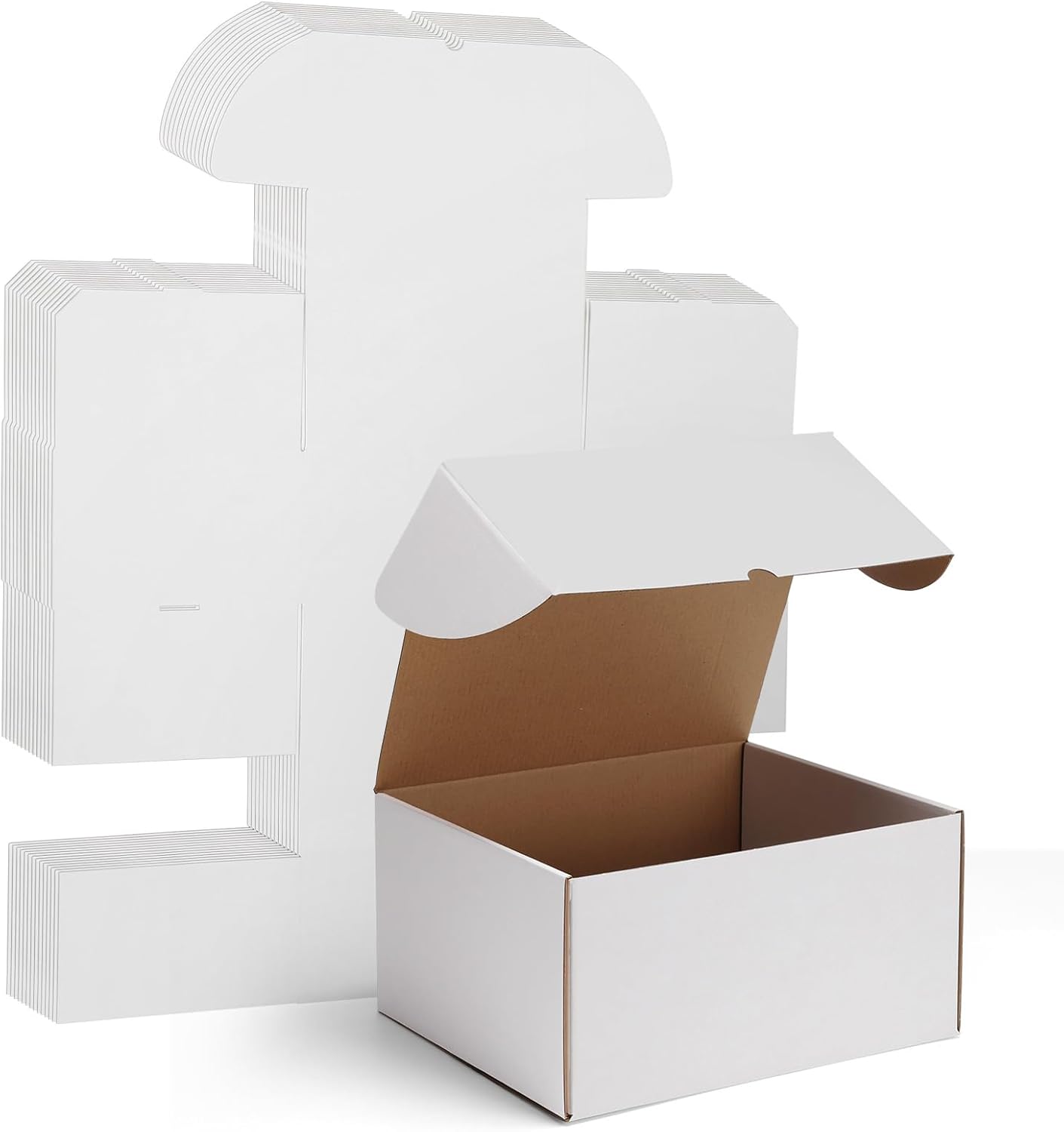 WIFTREY 12x10x6 Shipping Boxes - Set of 15 White Corrugated Cardboard Boxes for Small Business & Moving
