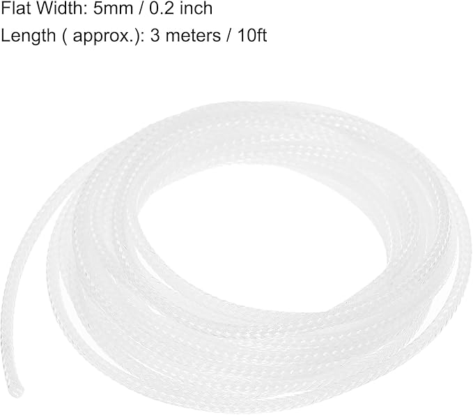 uxcell PET Expandable Sleeving 10ft 1/8" Clear Cable Management Sleeve Cord Organizer for Wrap Protect Cable