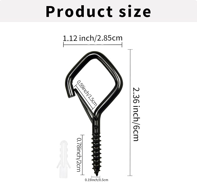 Sexoeie 20PCS Eye Screw Hooks for Hanging Heavy Duty with Safety Buckle.Metal Ceiling Hooks for Hanging Plants,Cup,Wind Chime,Bird Feeders,String Lights at Indoor&Outdoor,2.36 Inch(No Drill Bit)