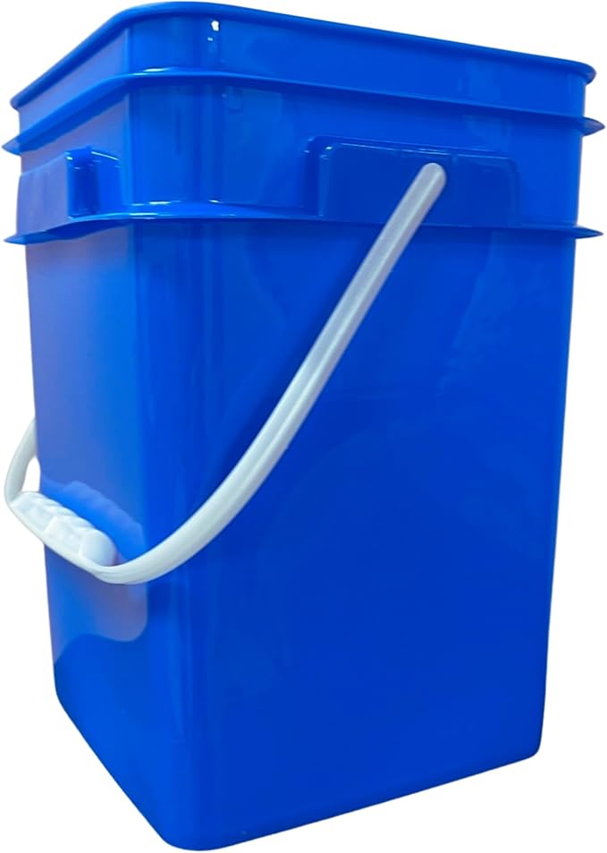 House Naturals 4 Gallon Square Food Grade Plastic Bucket with Lid, Made in USA (Pack of 2) BPA Free (Blue)
