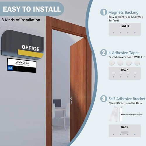 Magnetic Office Door Sign by [Brand Name] - 6 Status Options | Do Not Disturb, In Meeting, 10 x 4 Inches