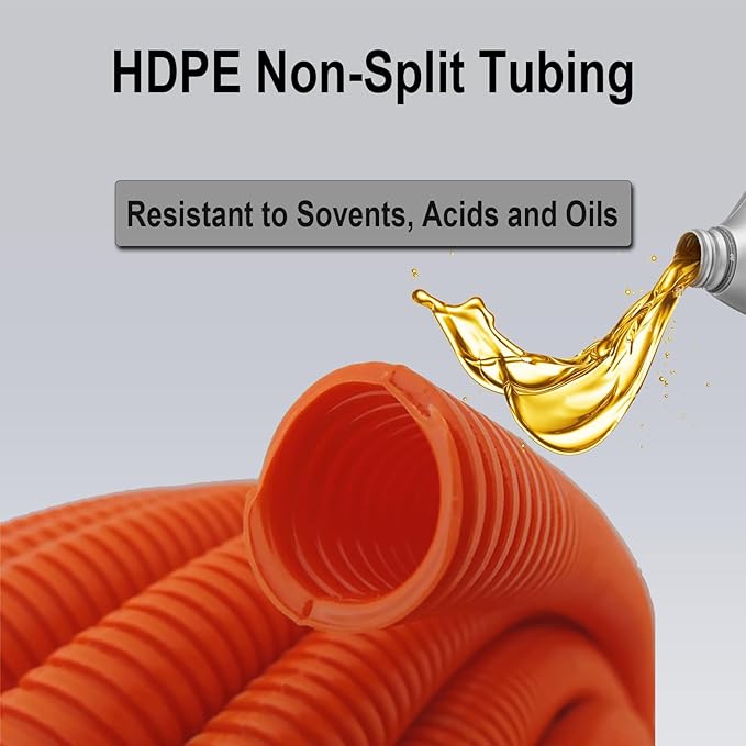 Flexible Polyethylene HDPE Non-Split Corrugated Wire Loom Tubing (Yellow, 1-1/2" Dia. x 100 ft)