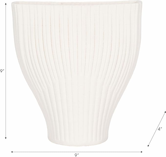Ceramic Vase for Home Decor – Elegant Flower Vase for Living Room, Table Accent, or Bedroom Decor – 3D Printed Accent Piece for Office, Room, or House Styling – 9” Ivory