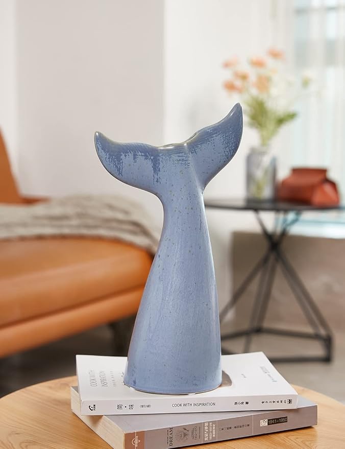 SEINHIJO Ceramic Flower Vase Modern Decor Sculpture Table Centerpiece Statue Home Gifts Arts 8.3inch