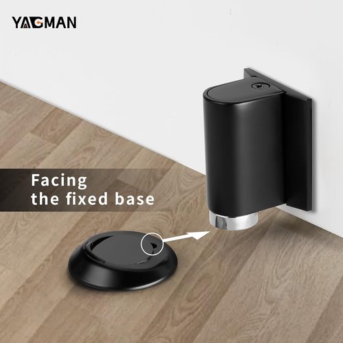 Magnetic Door Stopper by MB-1 | Retractable Magnet Floor Door Holder - No Drilling, Adhesive, Black