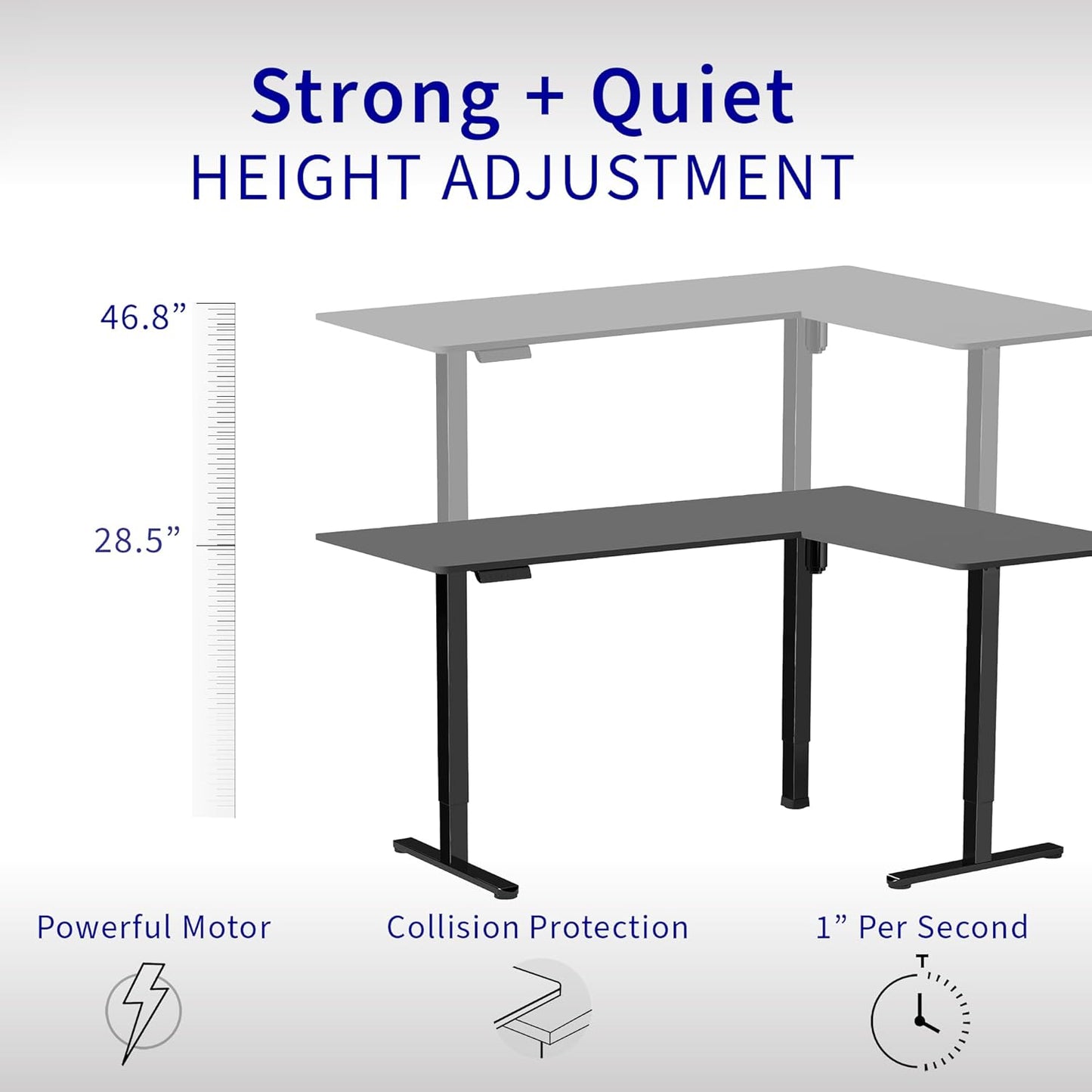 VIVO L-Shaped Corner Standing Desk - 63 x 47 Inch Electric Height Adjustable Workstation | Light Wood & Black Frame