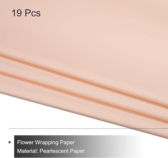MECCANIXITY Set of 20 Flower Wrapping Paper 22.8x22.8 Inch Waterproof Florists Wrapping Paper for Florist Bouquet Supplies, DIY Crafts, Gift/Gift Box Packaging Cream Pink
