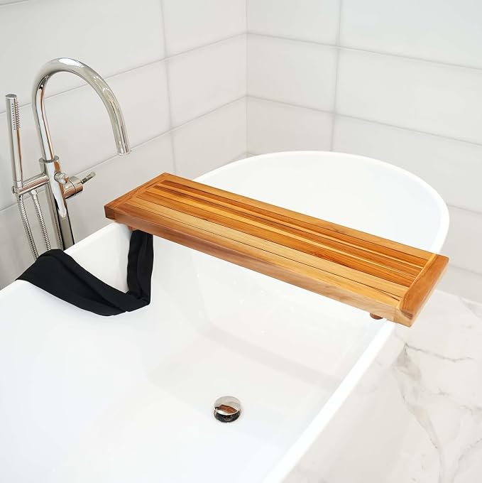 EcoDecors, 34 inch, Bath Tray for Tub, Bath Tub Tray Wood, Bathtub Table, Caddy for Bathtub in Natural Teak