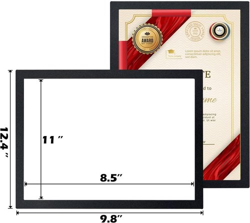 Magnetic Sign Holder | 8.5x11" Wall-Mounted Self-Adhesive Frame - Transparent with Black Edge, 6 Pack