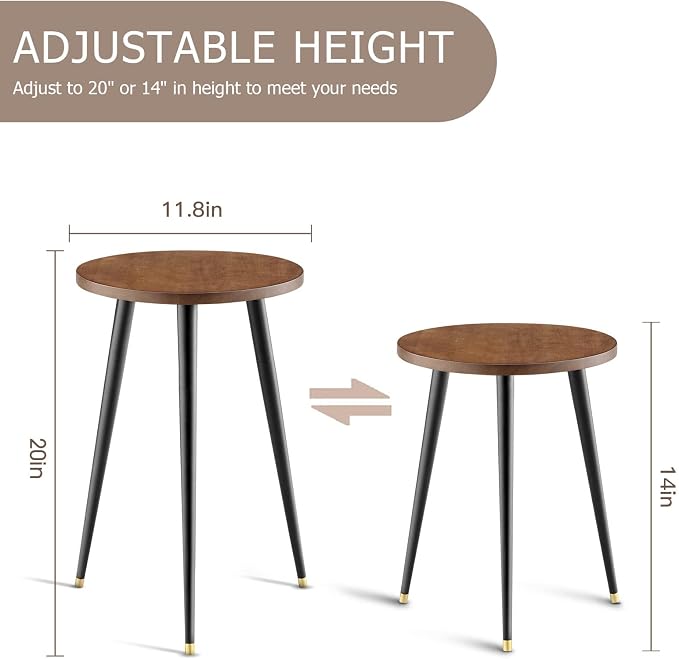 KINNARY Tall Plant Stand Indoor, Mid Century Wood Plant Stand Plant Table for Flower Pots, Heavy Duty Metal Plant Holder, Modern Home Decor Small Round Side End Table (11.8"x20")