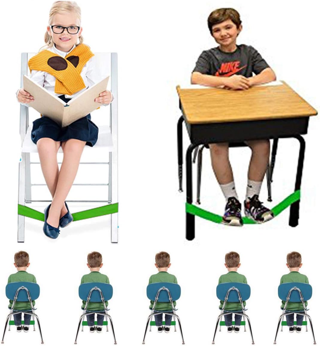 Skiennix Chair Bands for Kids - Fidgety Feet Support for ADHD & Sensory Needs | Durable Natural Latex