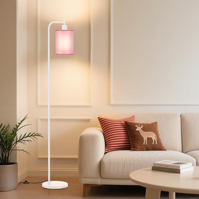 SIBRILLE Floor Lamp with Linen Shade, Dimmable Tall Standing Lamp with Remote Control & 3 Color Temperatures, Modern Floor Lamps for Living Room Bedroom Office Corner, 9W LED Bulb Included