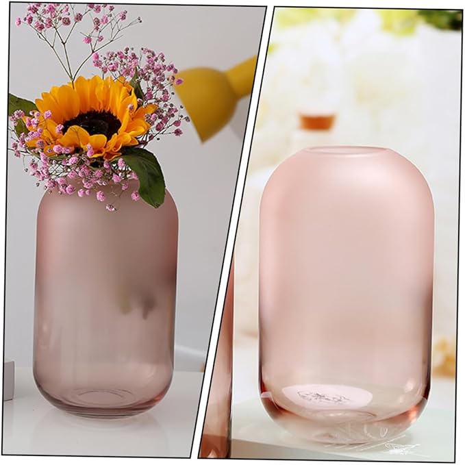 Creative Gradient Frosted Glass Vase Small Hydroponic Floral Arrangement Holder for Office Home Decor Table Centerpiece