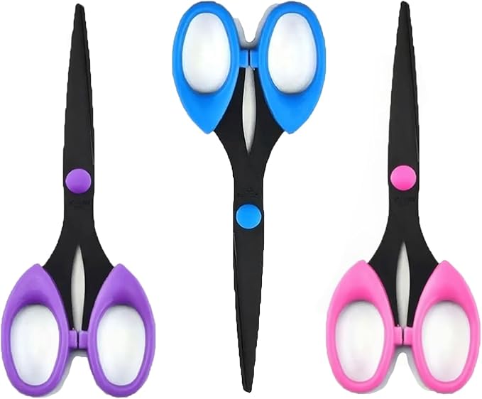 3 Pack 6.5" Multi-Purpose Scissors, Arts and Crafts Scissors,for Office, Home, School and Sewing (Multi Colour)