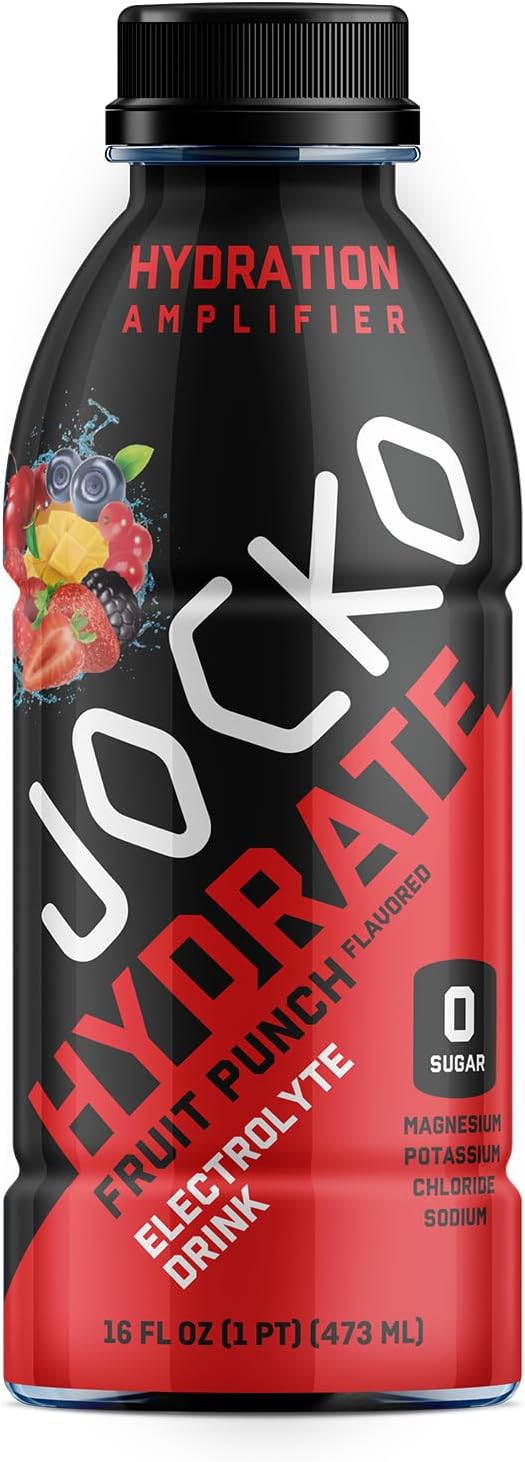Jocko Fuel Hydrate Electrolyte Drinks - Sports Drink Hydration Amplifier, Thirst Quencher - Scientifically Formulated Electrolyte Blend Fruit Punch Flavor 16 Oz (12 Pack)