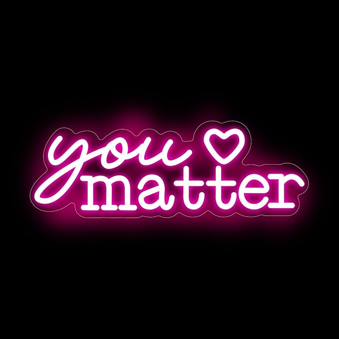 You Matter Neon Sign for Wall Decor, Positive Affirmation Art, Classroom Office Decor, Gift for Teacher, Encouraging Light, Pink Led Light for Bedroom, Club, Gifts For Birthday, Christmas Party Girls Gift