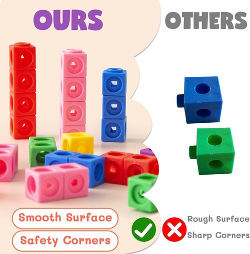 Skiennix 300 Pcs Linking Cubes - Math Manipulatives for Kids | STEM Counting Blocks with Storage Boxes