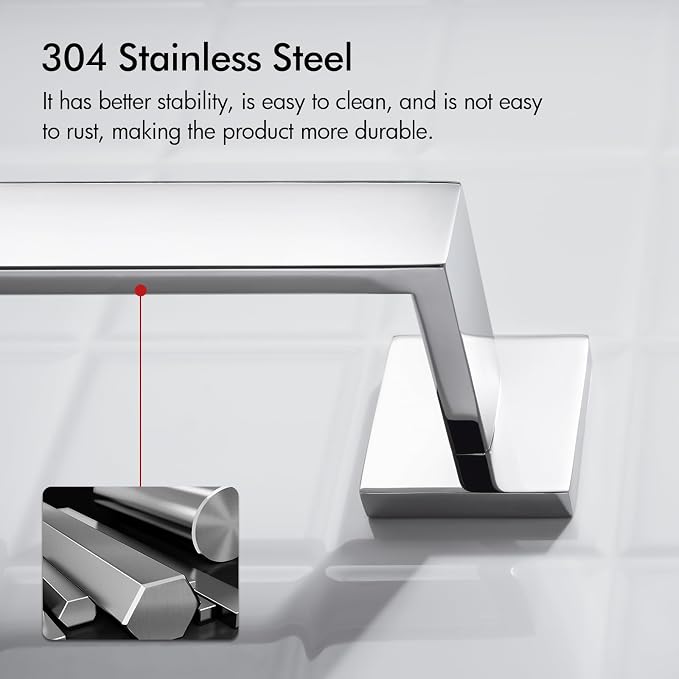 BANOLUX Towel Rack, 12-Inch Single Towel Bars for Bathroom, Towel Racks for Bathroom Wall Mounted SUS304 Stainless Steel Hand Towel Holder Organize Heavy Duty, Polished Chrome Towel Bar