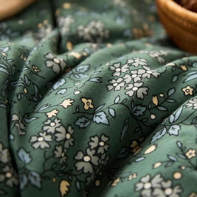 LifeTB Jersey Knit Cotton Duvet Cover Twin Green Floral Bedding Sets 100% T Shirt Cotton Botanical Bedding Garden Chic Knit Cotton Comforter Cover Vintage Floral Duvet Cover